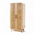 Wooden wardrobe with slatted design and white finish 90 x 45 x 160cm
