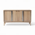 Wooden sideboard cabinet with sliding doors in natural finish 90 x 40 x 75cm
