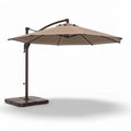 Outdoor cantilever patio umbrella with beige canopy and steel frame 250 x 250 x 250cm