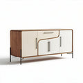 Wooden storage cabinet with sliding doors and metal handles 150 x 45 x 70cm